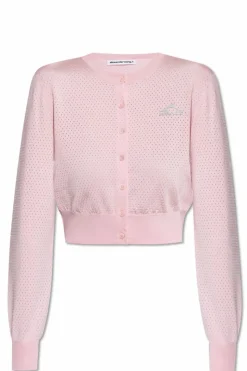 T by Alexander Wang PINK Cardigan with printed logo