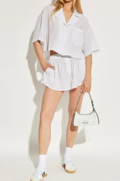 T by Alexander Wang WHITE Loose-fit shirt with a striped pattern