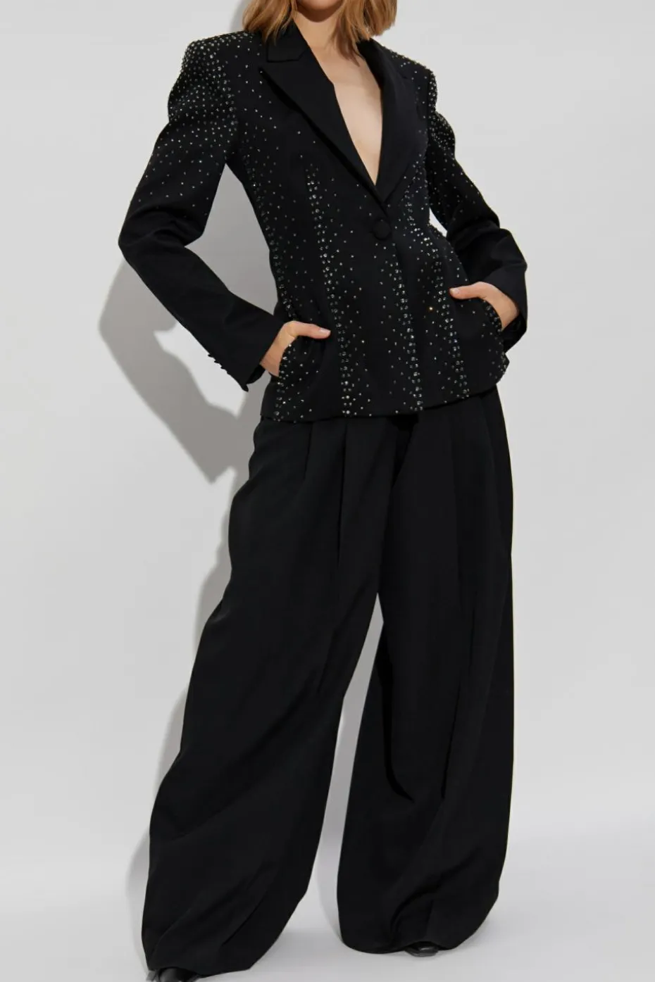 The Attico BLACK Wool blazer with sequins