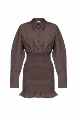 The Attico BROWN Cotton dress with ruching