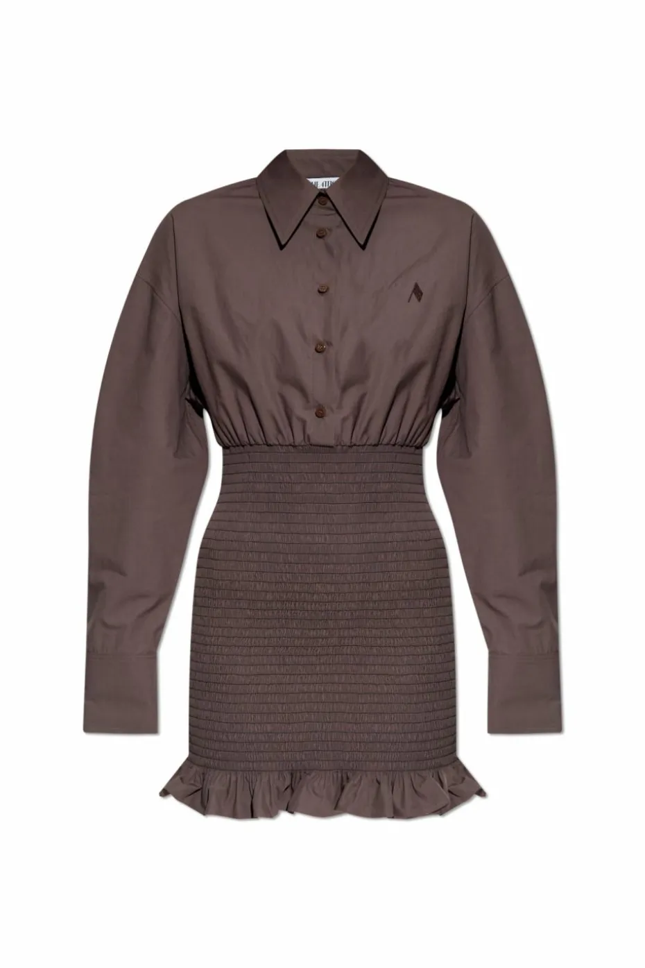The Attico BROWN Cotton dress with ruching