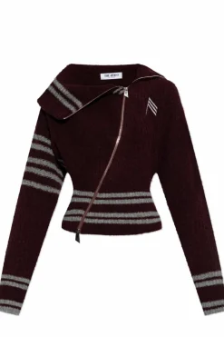 The Attico BURGUNDY Cardigan with stand-up collar