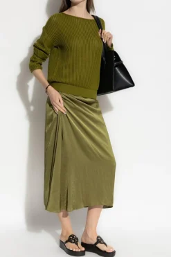 Theory GREEN Skirt with satin finish
