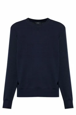 Theory NAVY BLUE Cotton sweater with a crew neck