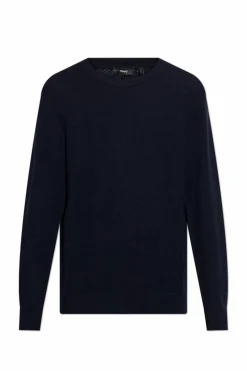 Theory NAVY BLUE Wool sweater with crew neck