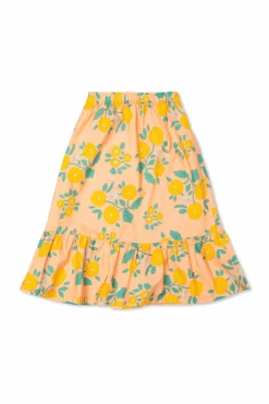 Tinycottons ORANGE Skirt with floral pattern