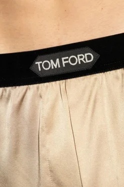 Tom Ford beige Silk boxers with logo