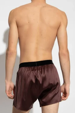 Tom Ford BROWN Silk boxers with logo
