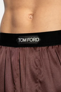 Tom Ford BROWN Silk boxers with logo