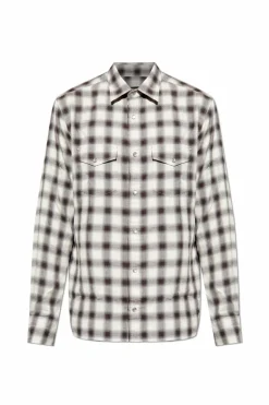 Tom Ford cream Plaid pattern shirt