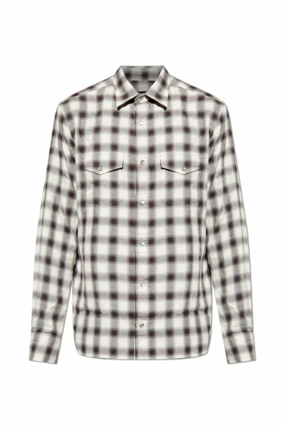 Tom Ford cream Plaid pattern shirt