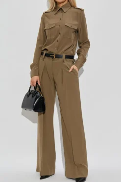 Tom Ford GREEN Silk shirt with epaulettes