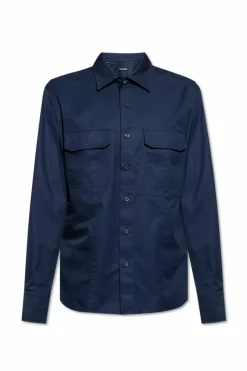 Tom Ford NAVY BLUE Cotton shirt with pockets