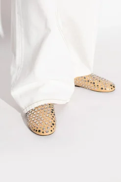 Tory Burch beige Leather slides with studs