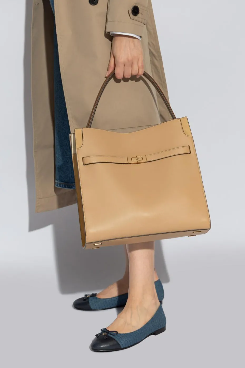 Tory Burch beige Lee Radziwill shoulder bag