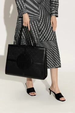 Tory Burch BLACK ‘Ella T Monogram’ shopper bag