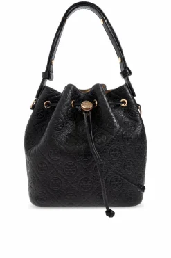 Tory Burch BLACK Handbag "T Monogram Pebble"