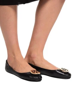 Tory Burch BLACK Leather ballet flats with logo