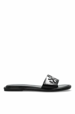 Tory Burch BLACK Slides `T Lock`