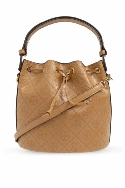 Tory Burch BROWN Shoulder bag T-Monogram bucket style