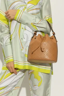 Tory Burch BROWN Shoulder bag T-Monogram bucket style