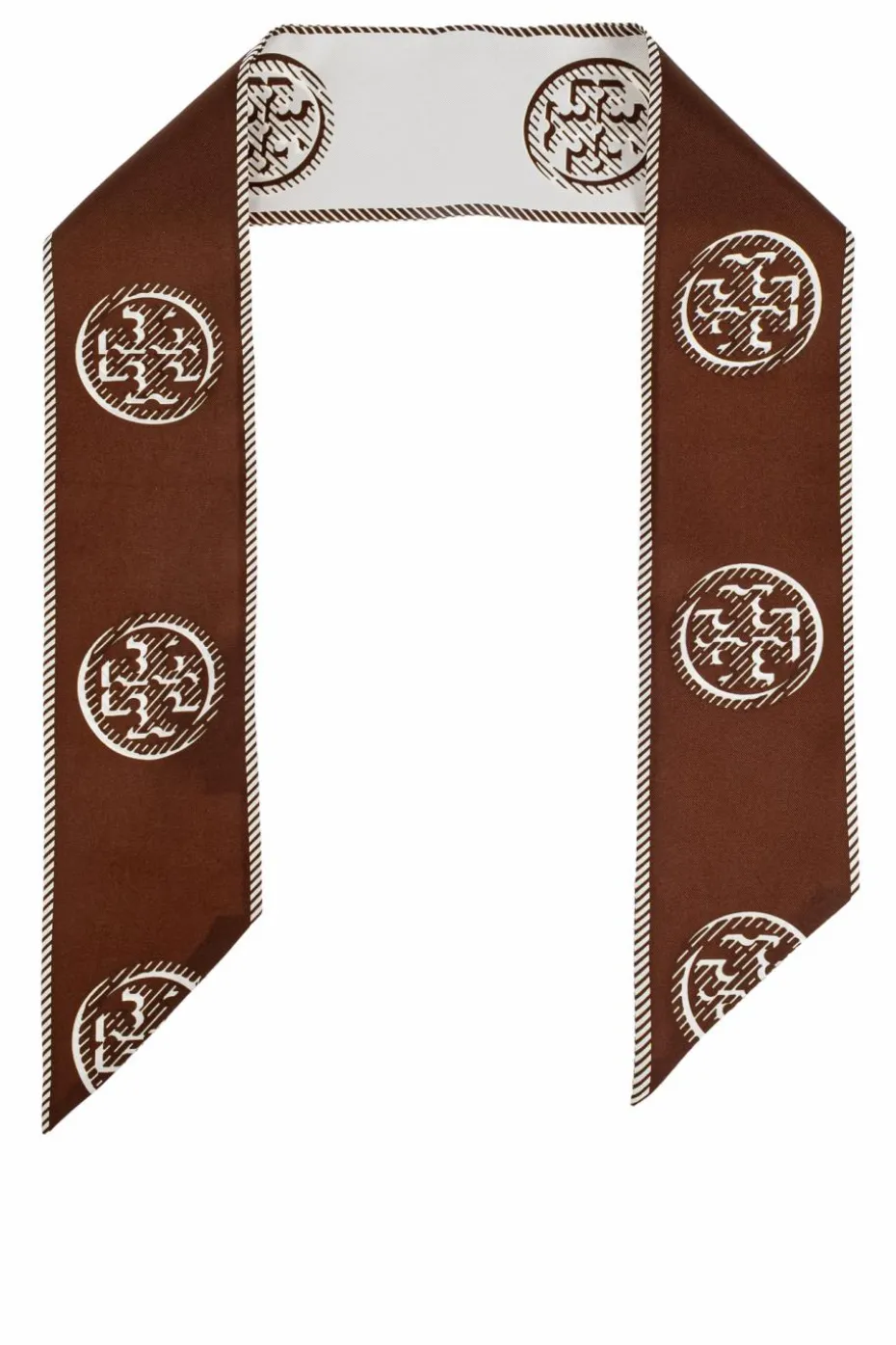Tory Burch BROWN Silk scarf with logo
