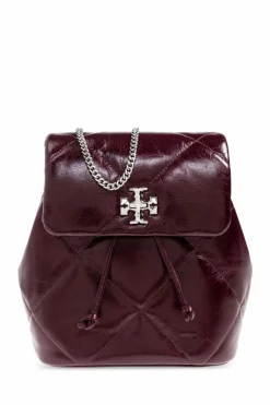 Tory Burch BURGUNDY Leather backpack "Kira Diamond"