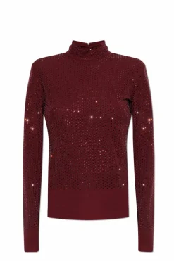 Tory Burch BURGUNDY Turtleneck with decorative elements