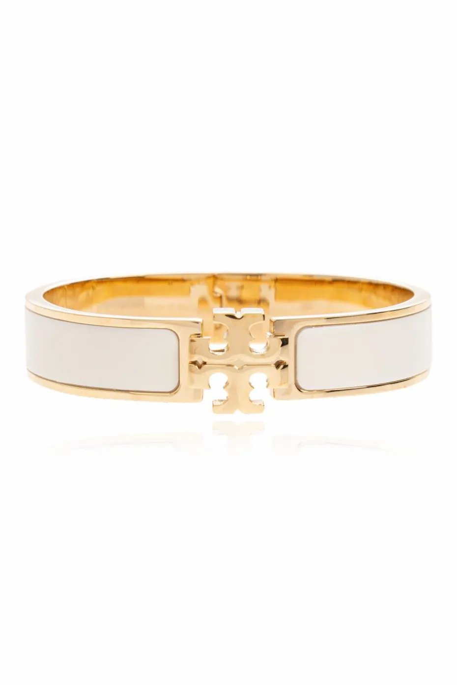 Tory Burch cream Brass bracelet with logo
