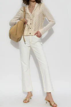 Tory Burch cream Cardigan with monogram