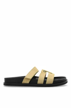 Tory Burch cream Leather slides