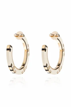 Tory Burch cream Round earrings with logo