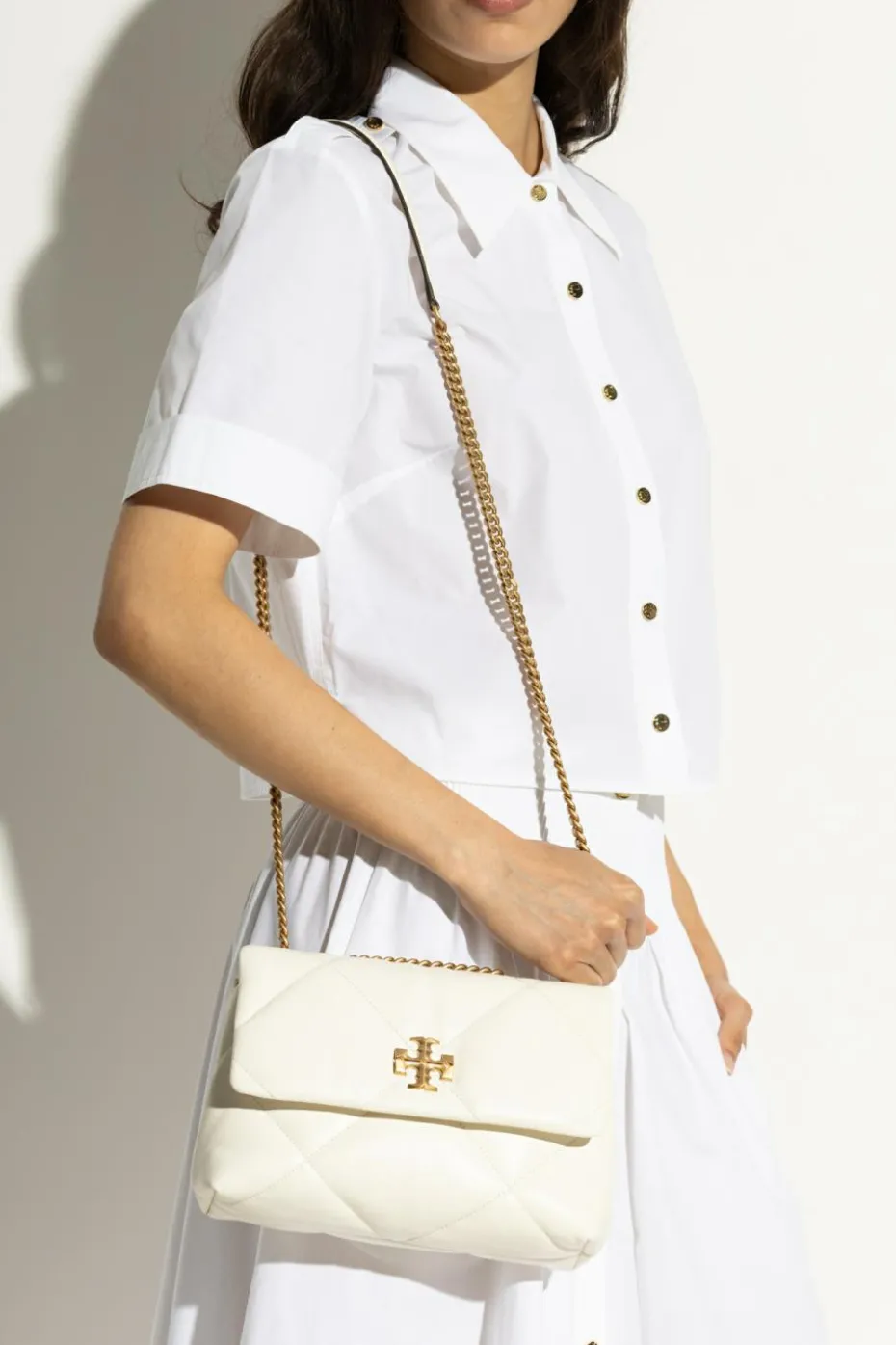 Tory Burch cream Shoulder bag `Kira Diamond Small`