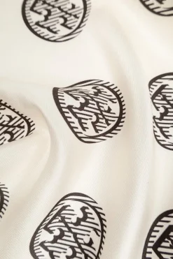 Tory Burch cream Silk scarf with logo