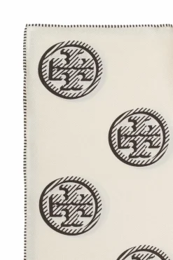 Tory Burch cream Silk scarf with logo