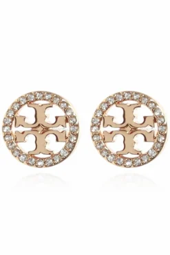 Tory Burch GOLD āMiller PavĆ© Studā earrings with logo