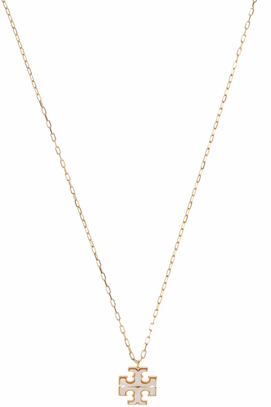 Tory Burch GOLD Necklace with a pendant in the shape of a logo