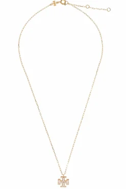 Tory Burch GOLD Necklace with a pendant in the shape of a logo