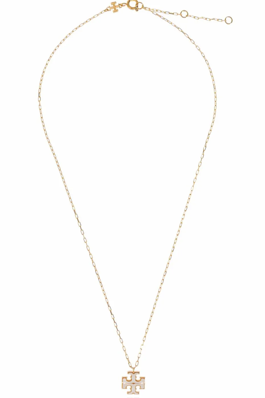 Tory Burch GOLD Necklace with a pendant in the shape of a logo