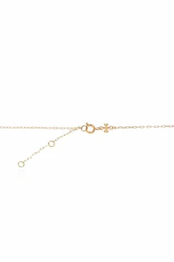 Tory Burch GOLD Necklace with a pendant in the shape of a logo