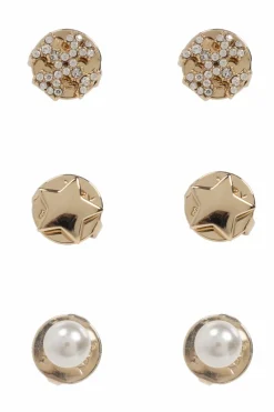 Tory Burch GOLD Set of three pairs of earrings