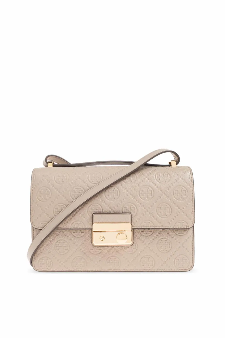 Tory Burch GREY Shoulder bag `T Monogram Pebble`