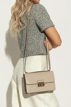 Tory Burch GREY Shoulder bag `T Monogram Pebble`