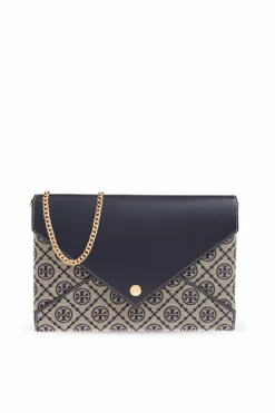 Tory Burch NAVY BLUE Clutch `T Monogram`