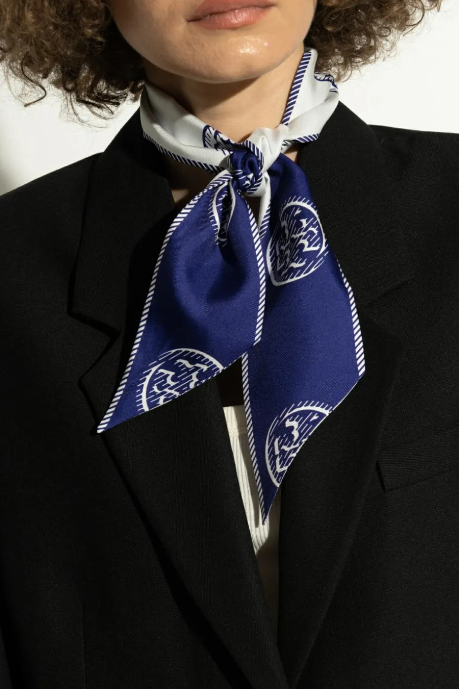 Tory Burch NAVY BLUE Silk scarf with logo