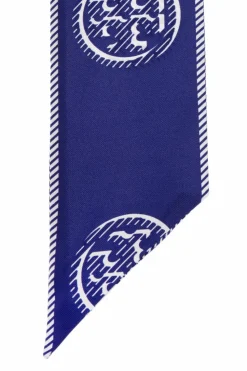 Tory Burch NAVY BLUE Silk scarf with logo