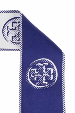 Tory Burch NAVY BLUE Silk scarf with logo