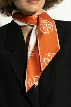 Tory Burch ORANGE Silk scarf with logo
