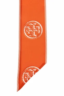 Tory Burch ORANGE Silk scarf with logo