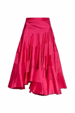 Tory Burch PINK Silk skirt with an asymmetrical cut